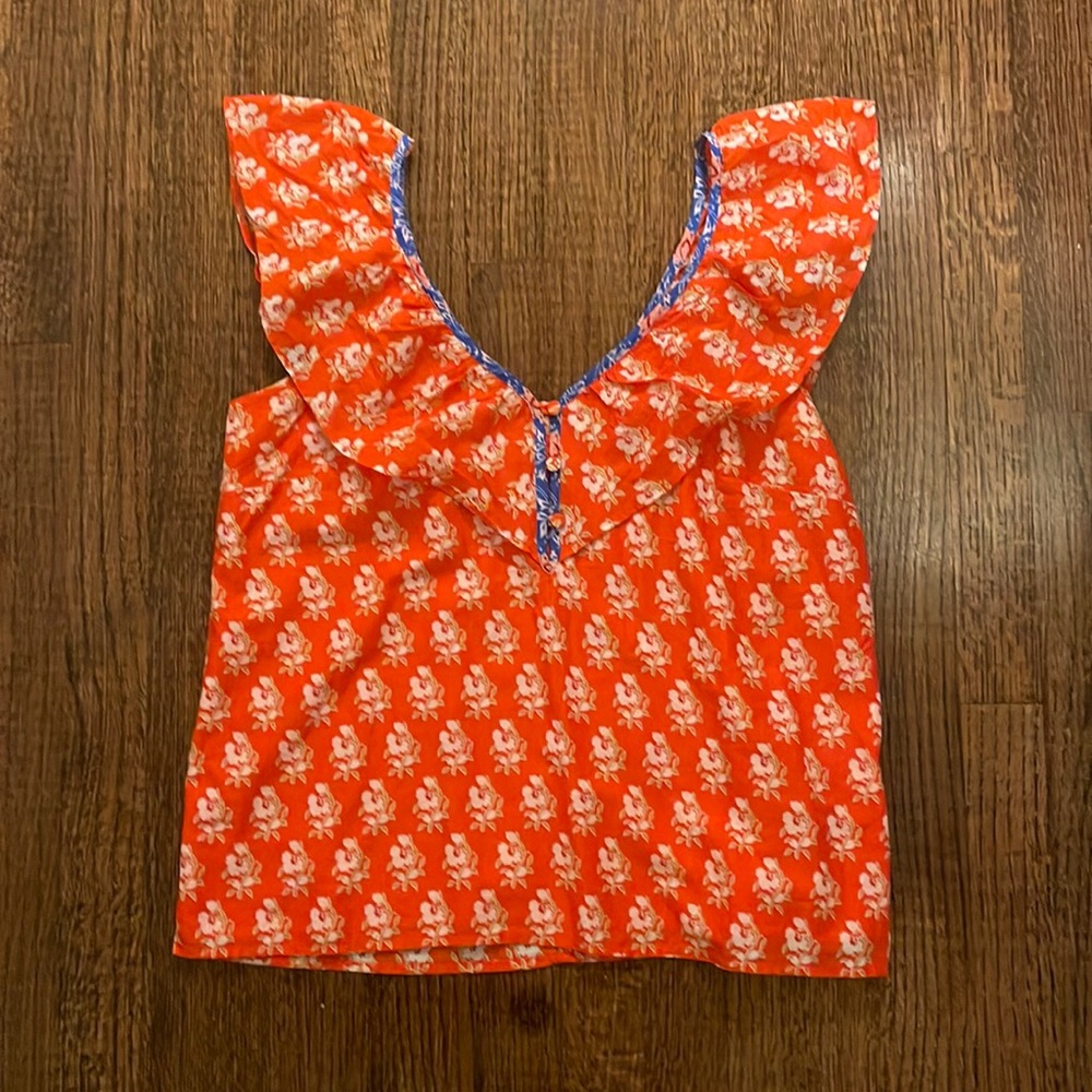 J. Crew block print top size S